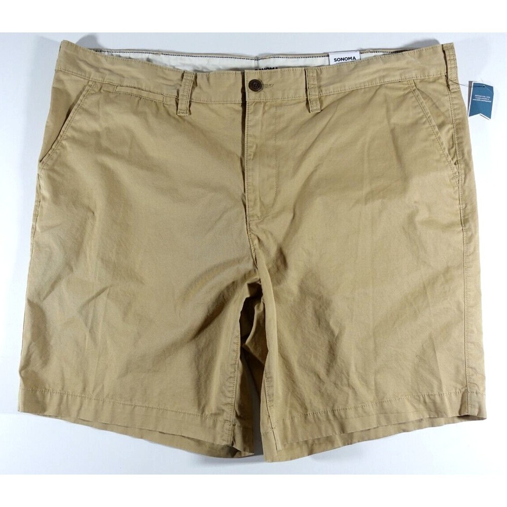 Sonoma Casual Shorts Men 46 Big and Tall Cotton Pockets Dark Beige Flat Front